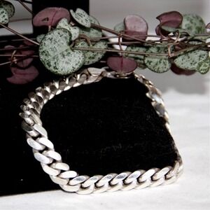 VTG HEAVY 925 Sterling Silver Italy Curb Link Bracelet Biker Gothic Grunge 40g